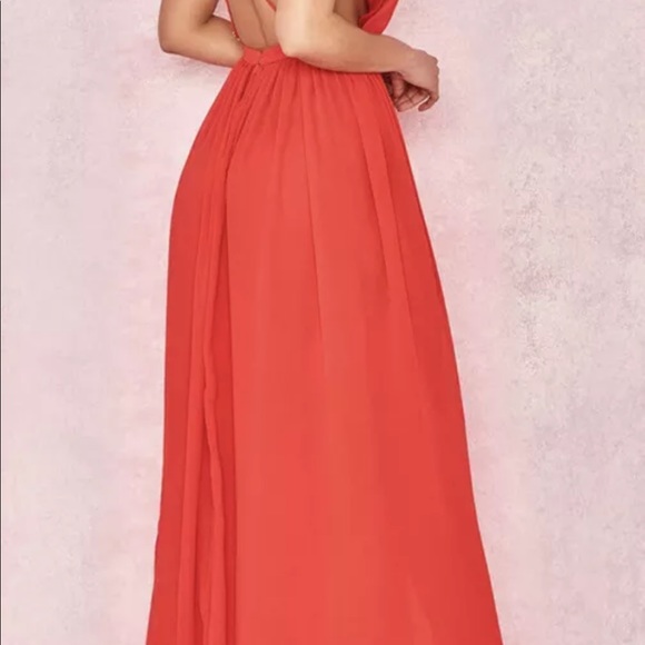 ❌SOLD❌HOUSE OF CB 'Darla' Red Chiffon Maxi Dress Small - Picture 6 of 9
